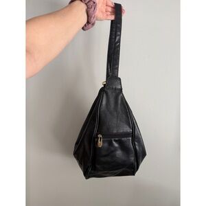 Vintage Black Leather Shoulder Bag